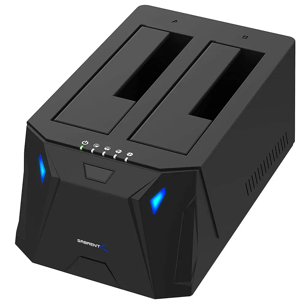 Sabrent USB 3.0 to SATA Dual Bay External Hard Drive Docking Station for 2.5 or 3.5in HDD & SSD with Duplicator Function