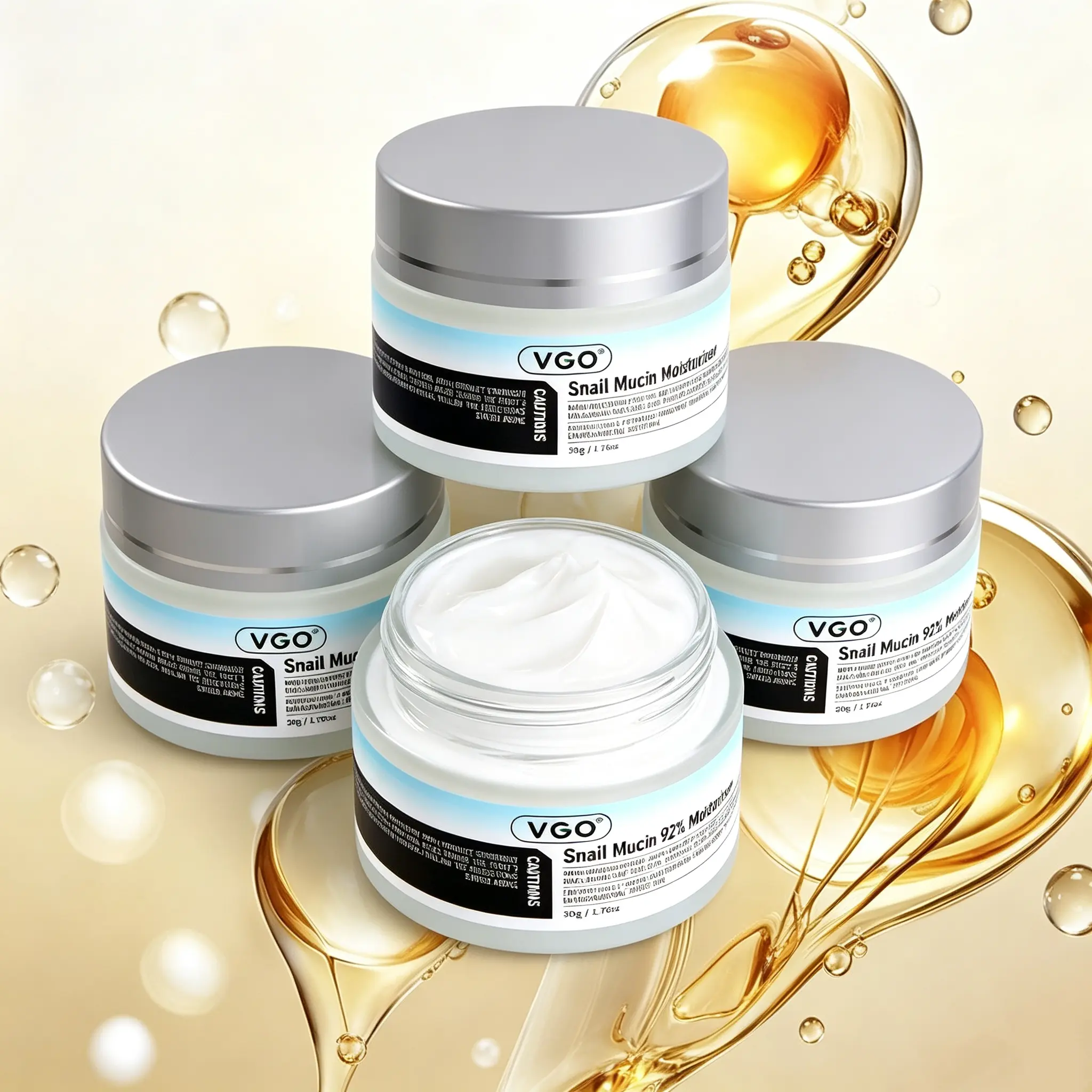 VGO Face Moisturizer with 92% Snail Mucin & Vitamin C - Deep Hydrating Gel Cream for Acne Prone & All Skin Types - Daily Face Care, 50g, Face Care Products