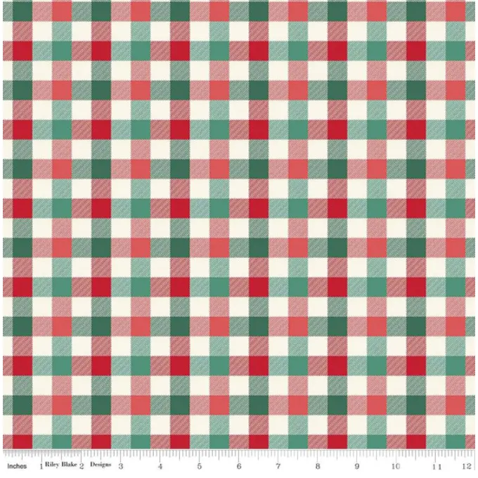 Old Fashioned Christmas Check Multi Flannel, 1/2 yard