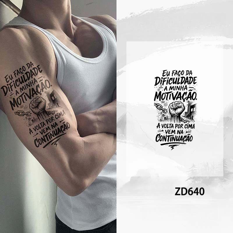 Waterproof Temporary Tattoos - 6 Sheets Painless Fake Tattoo Stamps with Ethnic Inspirational Quotes, Dark Juice Designs, Normal Single Item for Beauty & Personal Care