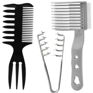 Professional 3PCS Salon Hairdressing Set - Barber Combs, Haircare Brush, Heatless Texturizer, Hair Volumizer, Fade & Slick Back Tools for Male Hair Styling, Barber Equipment, Hair Styling Accessories