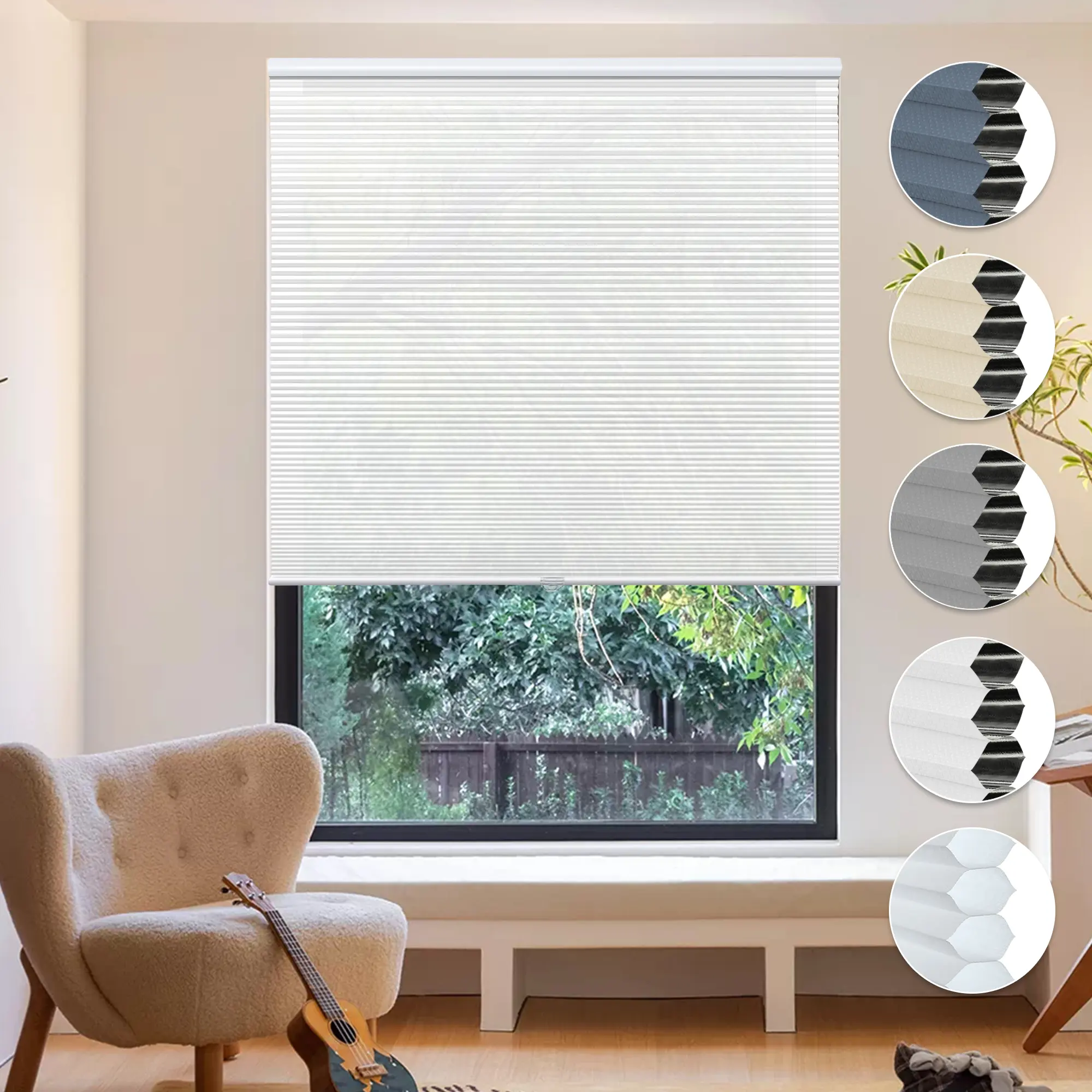 Allesin Zen Cordless Cellular Shades - Thermal Insulated Honeycomb Blinds, Noise-Reducing Window Treatments for Bedroom