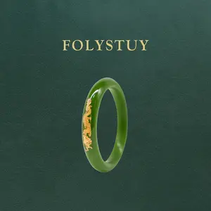 [Jade Bangle]【FOLYSTUY (JXY72)】 Jade Dragon and Phoenix Pendant for Men and Women - Daily Elegant Unisex Bangle