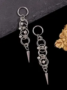 Silver Rivet Pierced Handmade Chain Mail Earrings Stainless Steel Waterproof Y2K Punk Style Party Jewelry for Women 12g