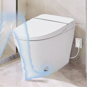 Bellemave  Heated Seat Smart Toilet without Bidet, Upmarket Compact Dual Flush Toilet 1/1.28 GPF, Tank less toilet with Adjustable Temp Heated Seat, Foot sensor Flush, White Night Light, Knob Control,Auto Flush