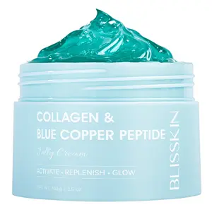 Blisskin Collagen Blue Copper Peptide Jelly Face Cream, Hydrating Moisturizing Care, Unisex Facial Skincare, Moisturizer, 100g, Various Skin Types