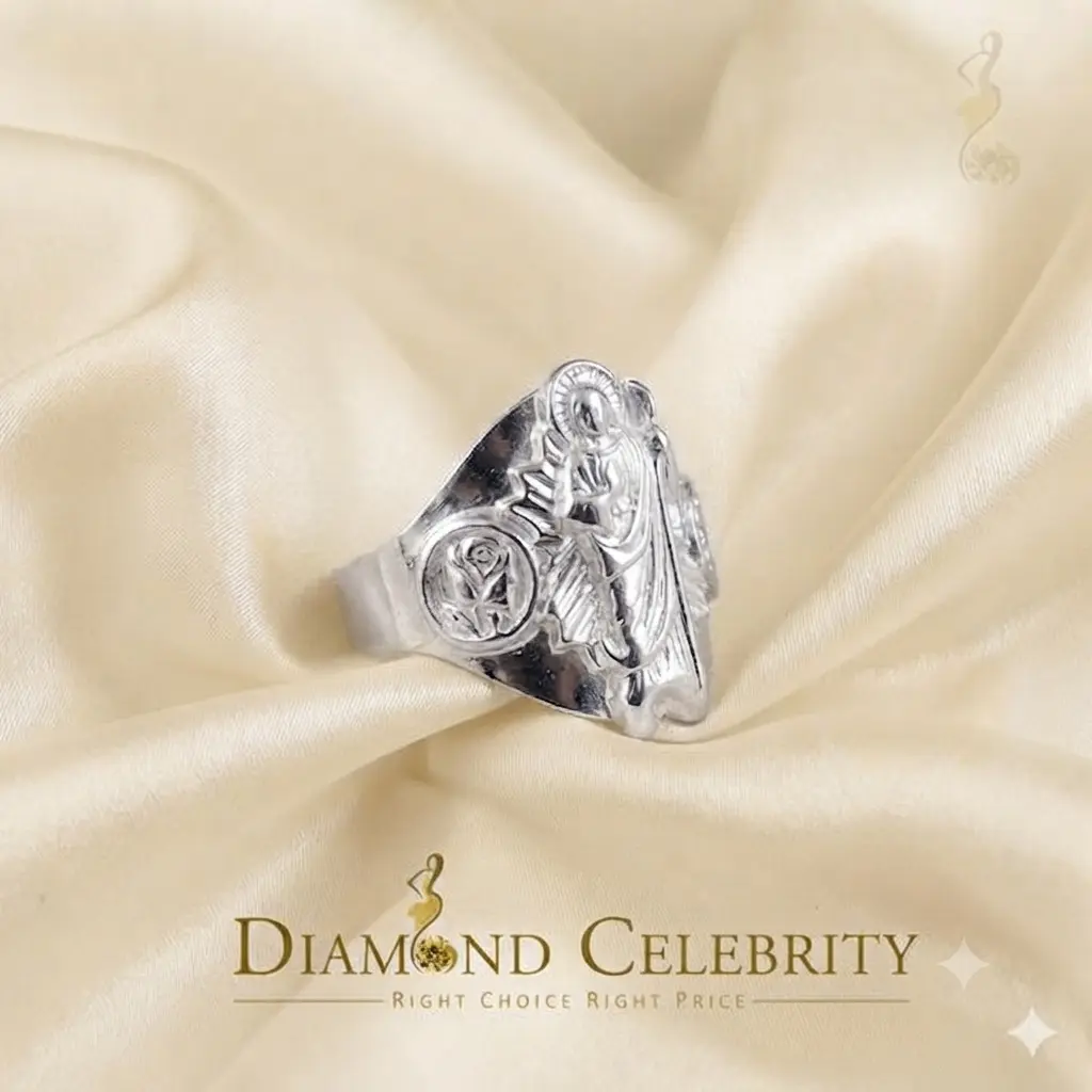 DiamondCelebritees White 925 Sterling Silver St Jude Thaddeus Women's /women Religious Ring SZ 7