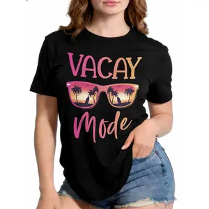 Vacay Mode Graphic T-Shirt | 100% Cotton Summer Beach Tee for Women