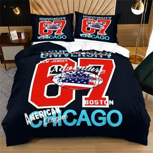 Chicago 67th Street basketball trend cultural pattern, soft bed cover set, including 1 cover and 1 or 2 pillowcases, without cotton core, suitable for daily and holiday gifts