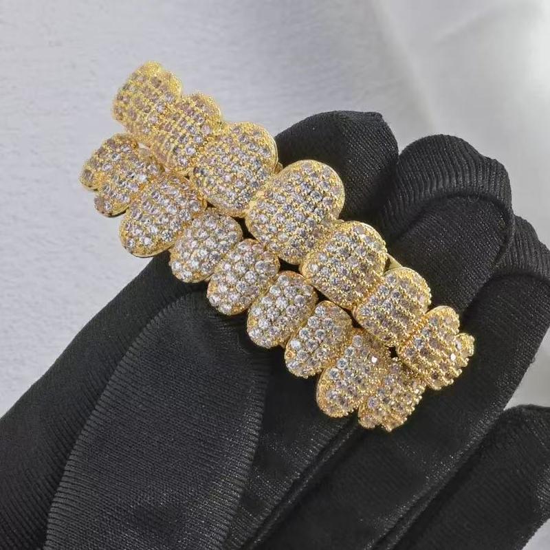 Hip-hop style - teeth with tiny diamonds embedded in the braces. Dental accessories, jewelry in the air, a gift.