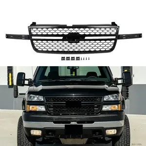 Onyx Black Honeycomb Front Grille For Chevrolet Silverado 1500 2500 3500 HD Classic 2003-2007 Replacement Grille