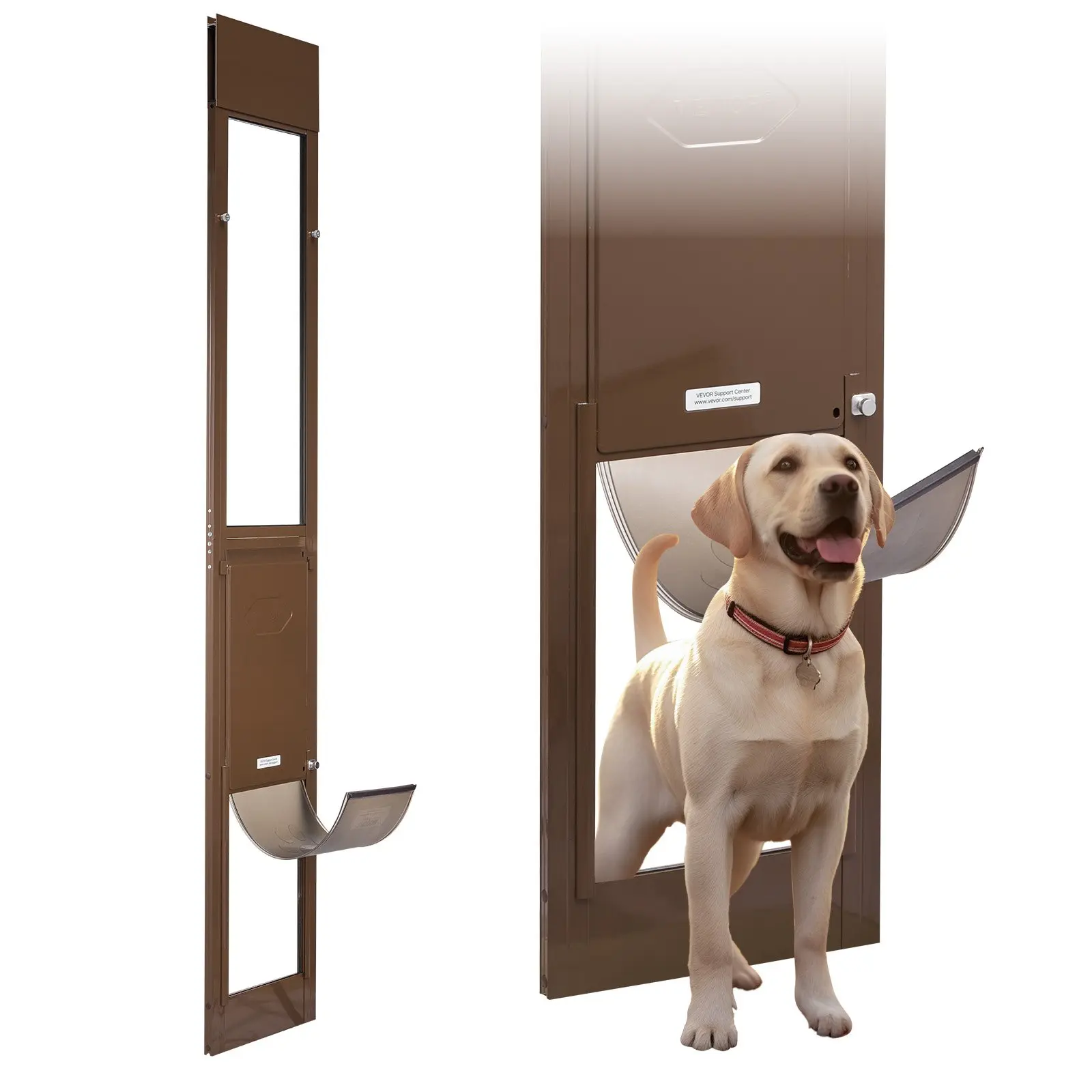 【Summerfinds】 VEVOR Dog Door for Sliding Glass Door, 75 7/8 to 80 11/16 in Adjustable Height, Aluminum Alloy Frame with Rotating Hinges, Lock Design, 10 1/4x 16 1/4 in Flap, Sliding Glass Pet Door for Rentersdealsforyoudays