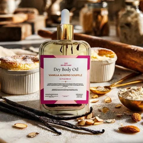 Vanilla Almond Soufflé Scented Dry Body Oil | Fast Absorbing Dry Oil | Moisturizing Almond Scented Body Oil
