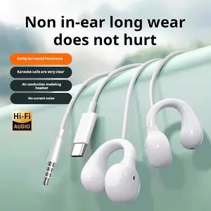 Wired Clip-On Earphones, Headphones, Comfortable Long Wear, Supports Phone, Computer, Gaming, Live Streaming, Karaoke, 3.5mm & Type-C Jacks, Gift Idea