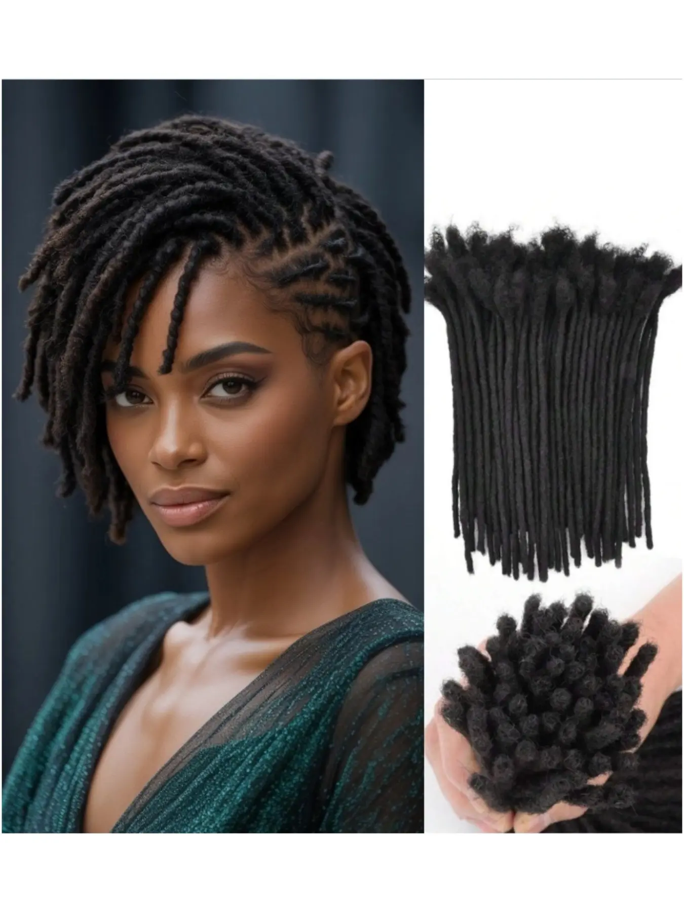 0.6cm Dreadlock Extensions Loc Extensions Human Hair, Interlocked Sister Locs Dreadlock Extensions Human Hair Handmade Permanent Dreads Extensions for Men/Women/Kids Natural Black Braided Dreads Wave (4-16 inch 10-100 Strands 1B 0.6cm)