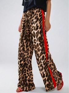 women's leopard print pants, casual comfy trousers for daily wear, ladies bottoms for spring & fall