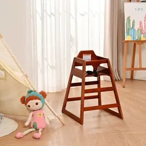 【beautyshop-3】Wooden Double Solid Wood Feeding, Eat & Grow Portable High, Easy to Clean Baby Booster Chair in Walnut Finish