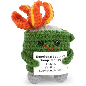 Emotional Dumpster Crochet Fire Handmade Dumpster Doll with Positive Words for Friends and Family Room Decor