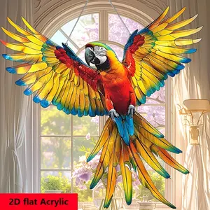 2D Flat, Beautiful Parrot Acrylic Sun Catcher 10 inches x 10 Inches, Best Gift, Home Decor, Wreath Sign, Wreath Centerpiece Decoration, Window Ornament, Porch Decor