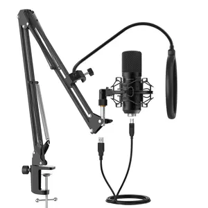 Amcrest USB Microphone for Voice Recordings, Podcasts, Gaming, Online Conferences, Live Streaming, Cardioid Microphone with Boom Arm, Pop-Filter, Shock Mount, AM430-BPS