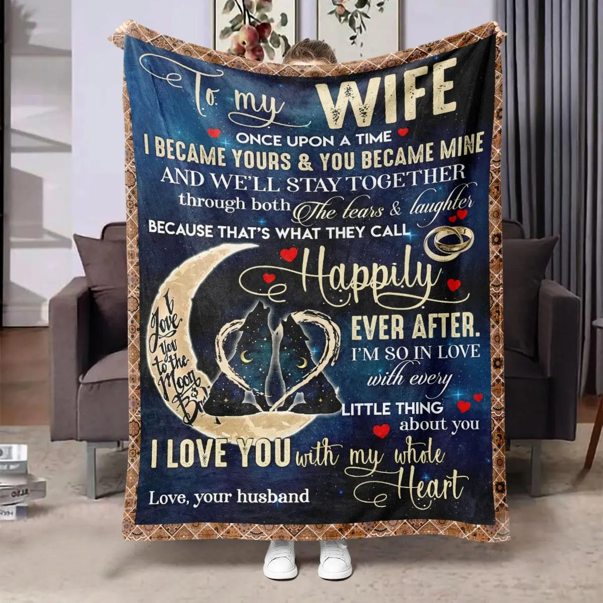 Bedroom Decor Flannel Moon Bird Print Blanket, 1 Count Soft Warming Bedding for Office, Rest Napping Quilt for Air-conditioned Room, Bedroom Accessori