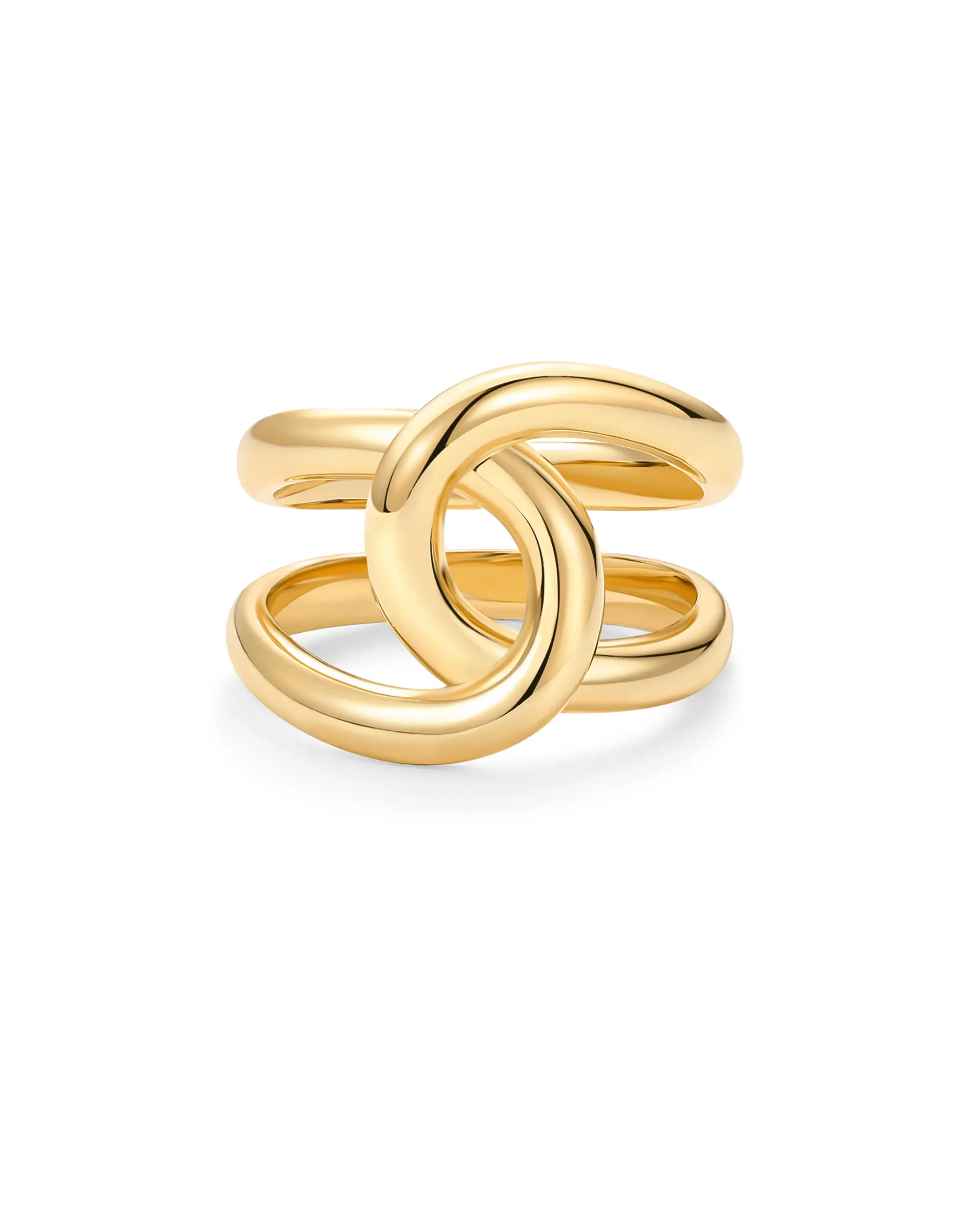 PAVOI 14K Gold Plated Chunky Interlock Statement Ring for Women - Interloop Band Thick Link Stackable Rings PAVOI 14K Gold Plated Chunky Interlock Statement Ring for Women - Interloop Band Thick Link Stackable Rings
