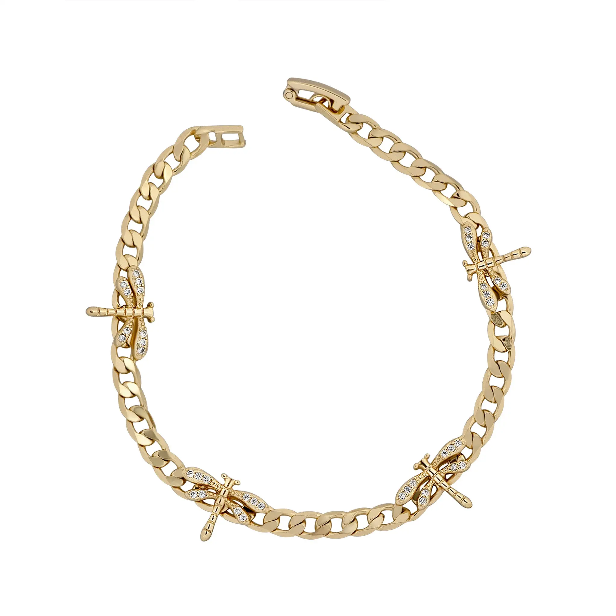 Dragonfly Charm Bracelet - 14K Gold-Plated