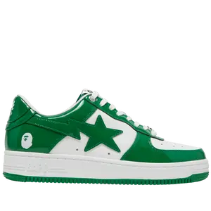BAPE BAPESTA LOW 'PATENT LEATHER GREEN WHITE'