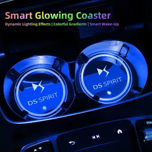 2Pcs Car LED Luminous Water Cup Coaster Colorful Coaster Lamps For DS SPIRIT DS3 DS4 DS4S DS5 5LS DS6 DS7 DS9 WILD RUBIS E-Tense DIVINEDS