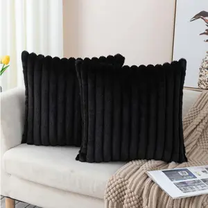 Set of 2  Throw Pillow Covers Fluffy StripedSK Pillowcase Cushion Decor Sofa Couch Bedroom