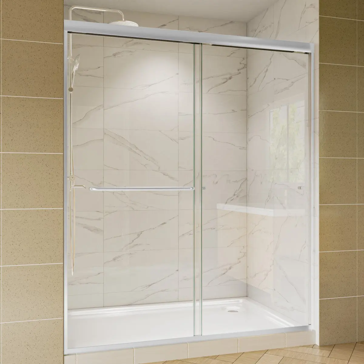 Glide Framed Bypass Shower Doors 56-60" Wide x 70" High with Chrome Finish and Clear Glass