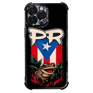 1 PC Coqui Frog Puerto Rico Flag Phone Case Electroplating Process Protective Cover With Reinforced Cushioning And Collision Prevention Suitable For iPhone 17 16 15 14 13 Pro Max Cover Casing