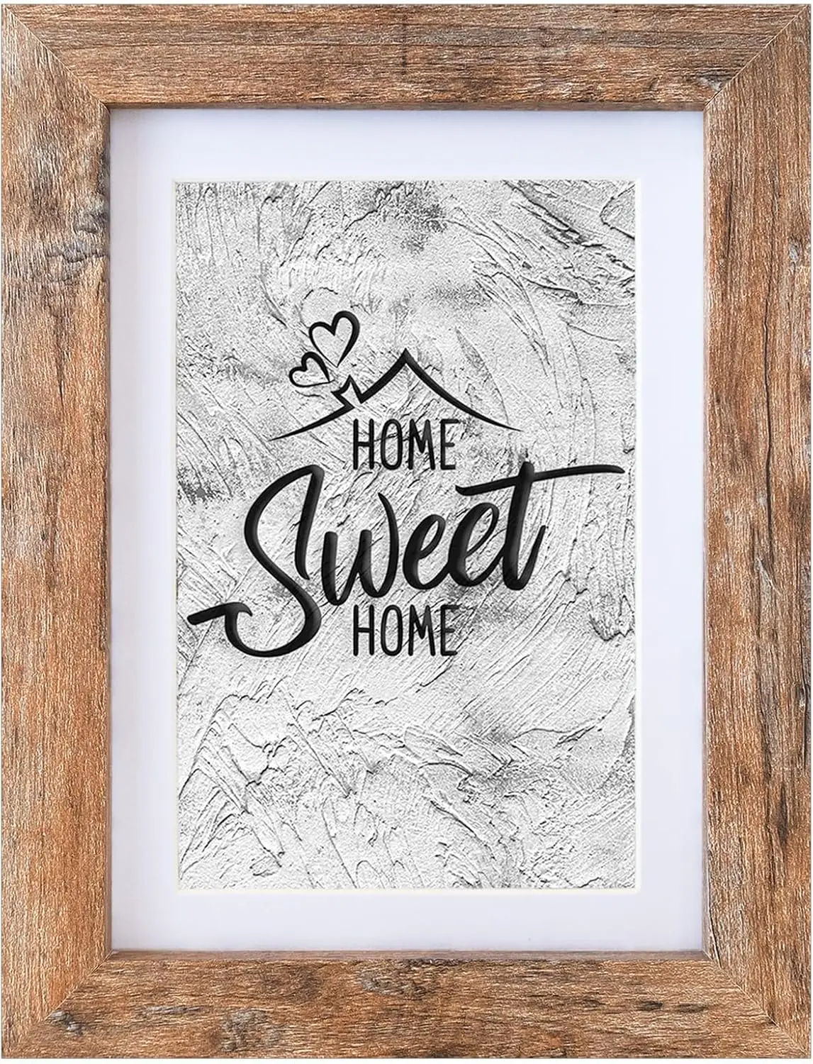 5x7 Picture Frame - Can Display Photo 4x6 with Mat, Wood Frame, Shatterproof Plexiglass, Rustic Brown, Horizontal & Vertical Display