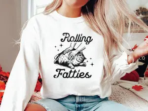 Rolling Fatties Cat Sweatshirt, Funny Cat Graphic Sweatshirt, Cat Lovers Gift, Unhinged Sweatshirt, Fat Cat Sweatshirt