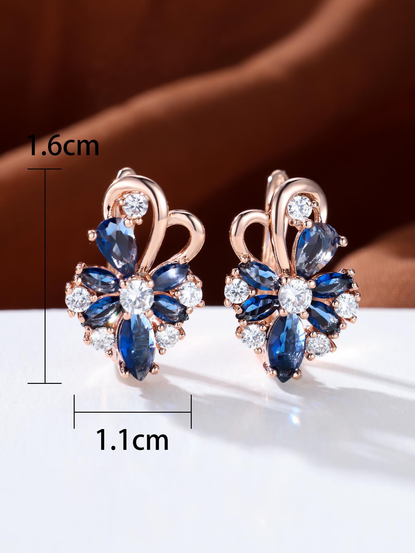 Rose Ring Colorful Flower Drop-shaped Zircon Earrings