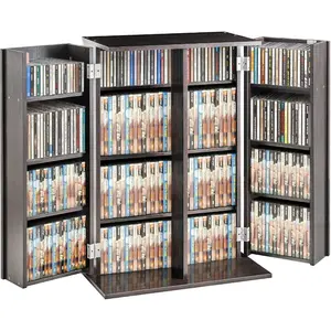 VEVOR Media Storage Cabinet, DVD Cabinet with Doors and Shelves, CD Storage, Adjustable DVD Shelf, Protects Organizes Music, Movie, Video Games or Collections-EspressoVEVOR Super Brand Day