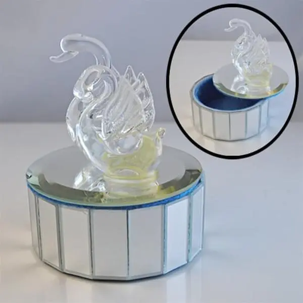 Swan Trinket Box Glass mirror jewelry box