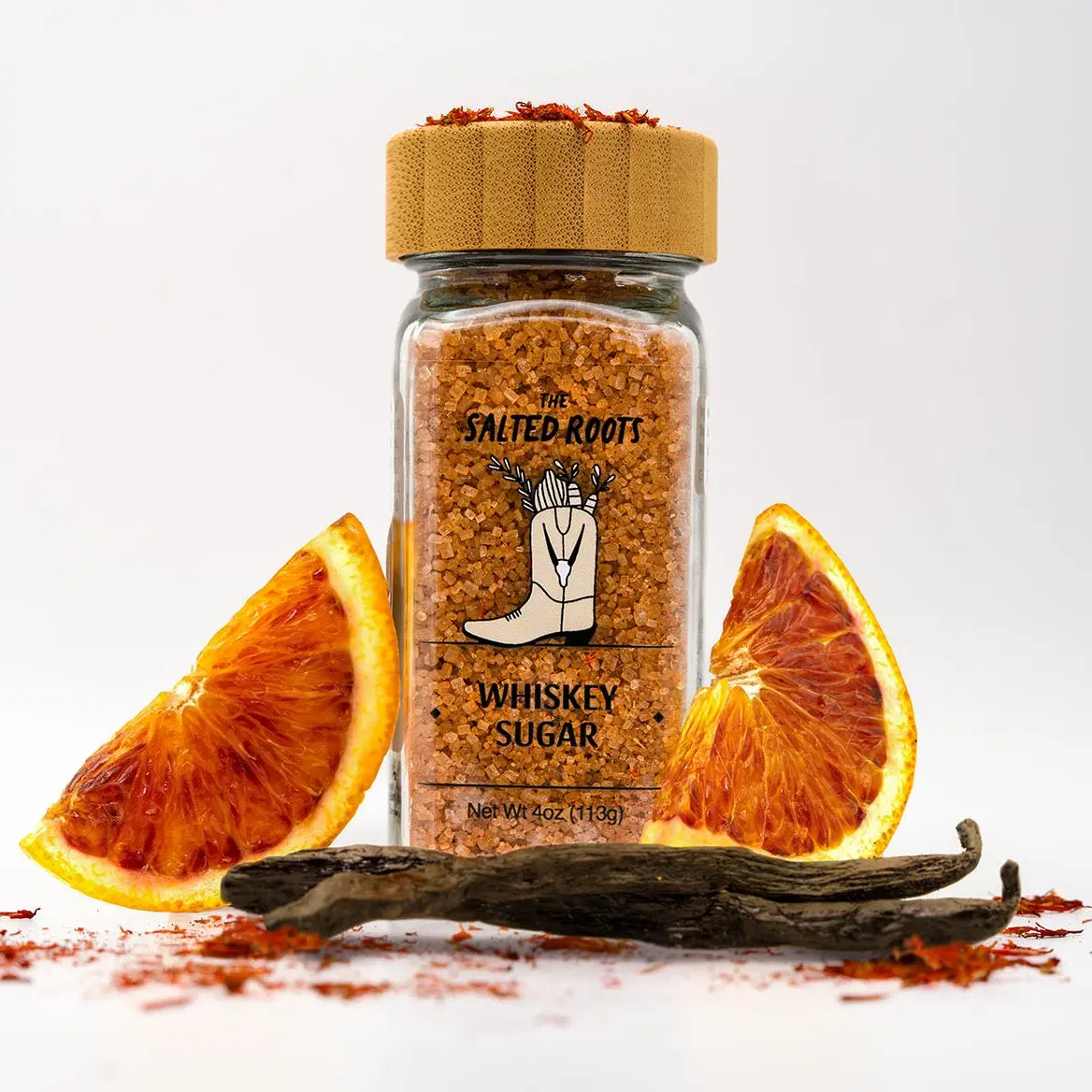 The Salted Roots Whiskey Sugar – Small-Batch Infused Finishing Sugar for Cocktail Rims, Coffee & Baking – 4oz Jar