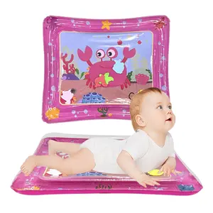 Baby Inflatable Tummy Time Water Play Mat with Educational Ocean Design, Sensory Activity Toy for Babies 3 Years and Up, Nursery Development Mat