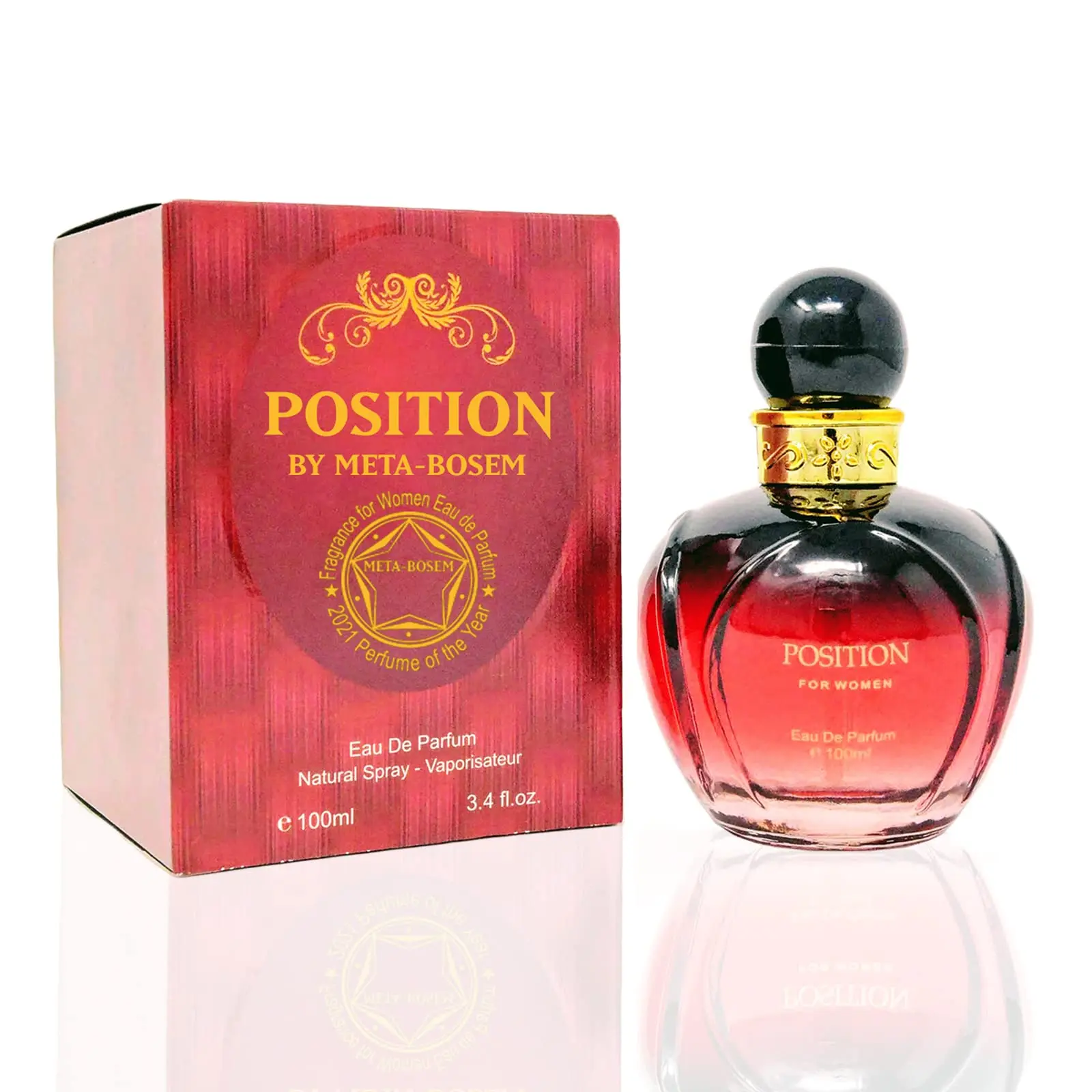 META-BOSEM Postion Red, Women Perfume Eau de Parfum Natural Spray Fragrance - Fresh Scent - Oriental Vanilla Fragrance - Great Holiday Gift - for All Day Use - a Classic Bottle, 3.4 Fluid Ounce/100Ml, Perfumes For Women, Women Perfumes