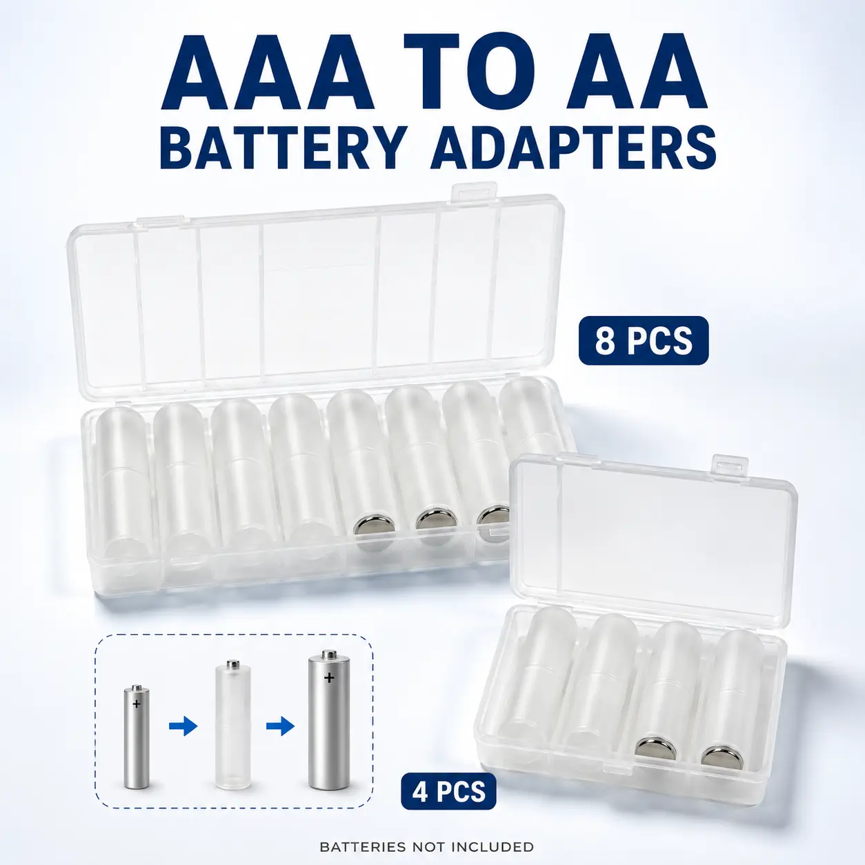 AAA to AA Battery Adapters 8 Pieces /4 Pieces per Box Ideal for Battery Conversion Not Including Batteries For Home Users' Home & Office Electronics Camera Accessories-MM