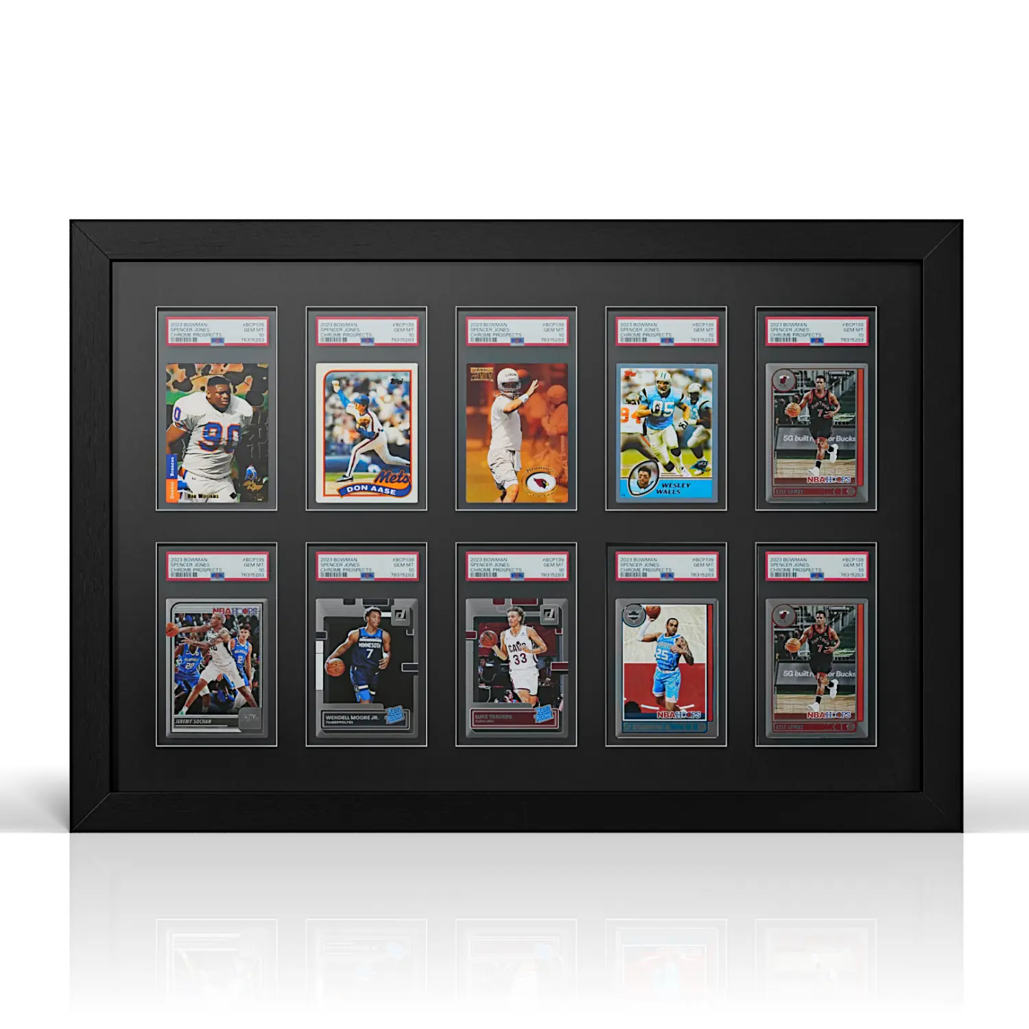 CCDCC Wooden Wall-Mounted Graded Card Display Frame (30 Slabs), UV-Resistant Acrylic & Archival Mat Trading Card Organizer for PSA, BGS, SGC, TCG Collections, Black, Easy-to-Mount Wall Frame for Man Cave, Living Room