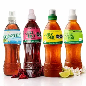 Jaztea 4 Pack Variety Bundle – Jasmine Iced Tea + Jamaica Hibiscus + Jasmine Low Calorie + Jasmine Stevia | 500ml (16.9 fl oz) Each | Authentic Mexican Tea Drinks, Light, Refreshing & Smooth Flavor | Made in Sinaloa Mexico