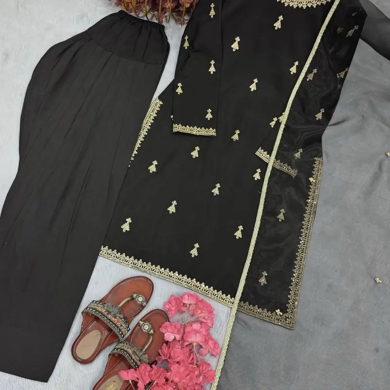 strapless open back dress Black Fully Flared Rayon Party Wear Kurti – South India Shopping Mall main image 1