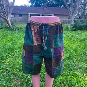 Beautiful boho patchwork hippie shorts unisex men/women