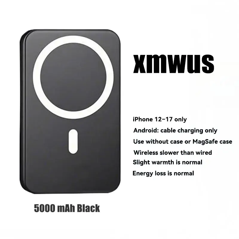 5000mAh Magnetic Wireless Power Bank for iPhone 12-17 Series, Portable Charger Compatible with MagSafe Cases, Back to School Essentials,back to school,back to school haul