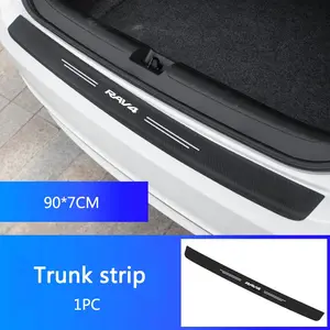 Carbon Fiber Car Door Threshold Sill Decals, Stripe Trunk Bumper Welcome Pedal Trim Stickers, Accessories for Toyota Rav4 Logo, Car Decorative Sticker