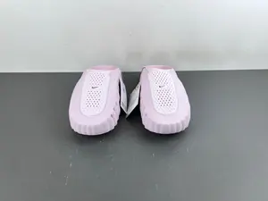 Soft Pink Perforated Wavy Thick-soled Closed-toe Slides, Sweet Macaron Tone Fits Girly Outfits And Short Summer Trips