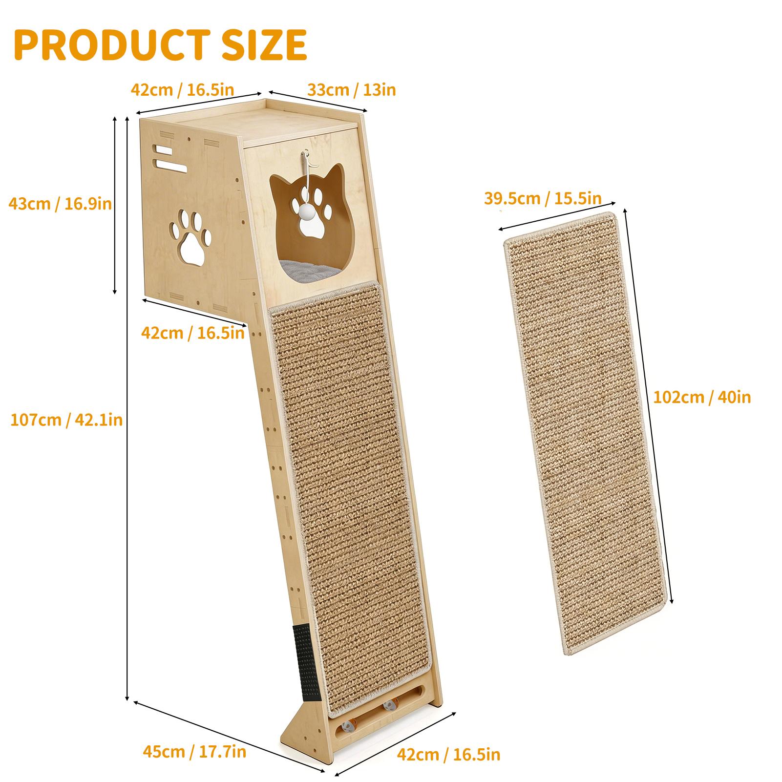 Cat Tree, Cat Window Perch with Scratching Pad, Climbing TreeInclude Hammock Cat Ladder with Cat House, Cat Treewith Cat Playing Balls and Grooming brushes