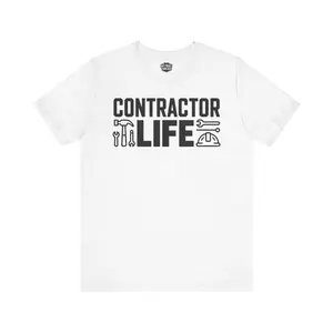Contractor Life Graphic T-Shirt, Construction Tools Workwear Pride Tee, Blue Collar Job Shirt Casual Outfit Gift for Men Women Unisex Fans
